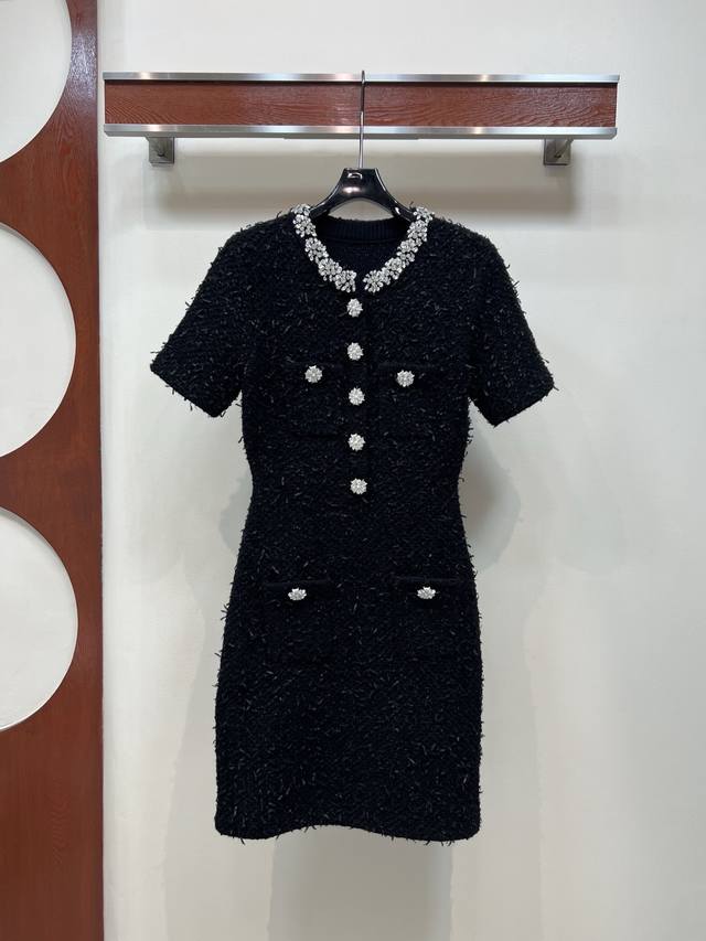 25 New early fall style, heavily beaded knit dress. This Chanel-style dress feat