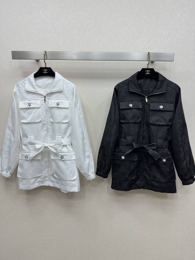 25Ss Chane *New early fall style, mid-length coat with lapel, dropped shoulders,