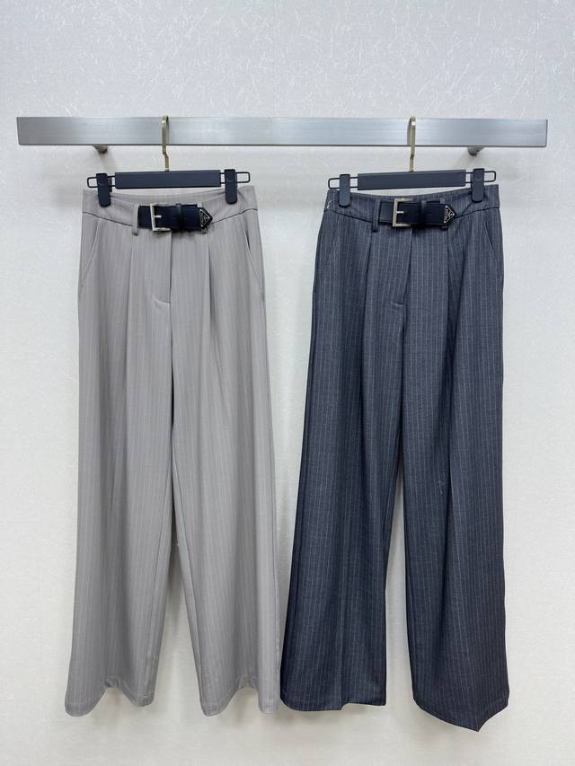 25Ss Prad New arrival! These belted pants with vertical stripes are super versat