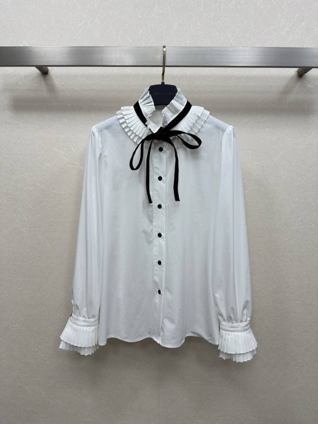 25Ss Lv New ruffle design shirt advanced custom material strap design customized