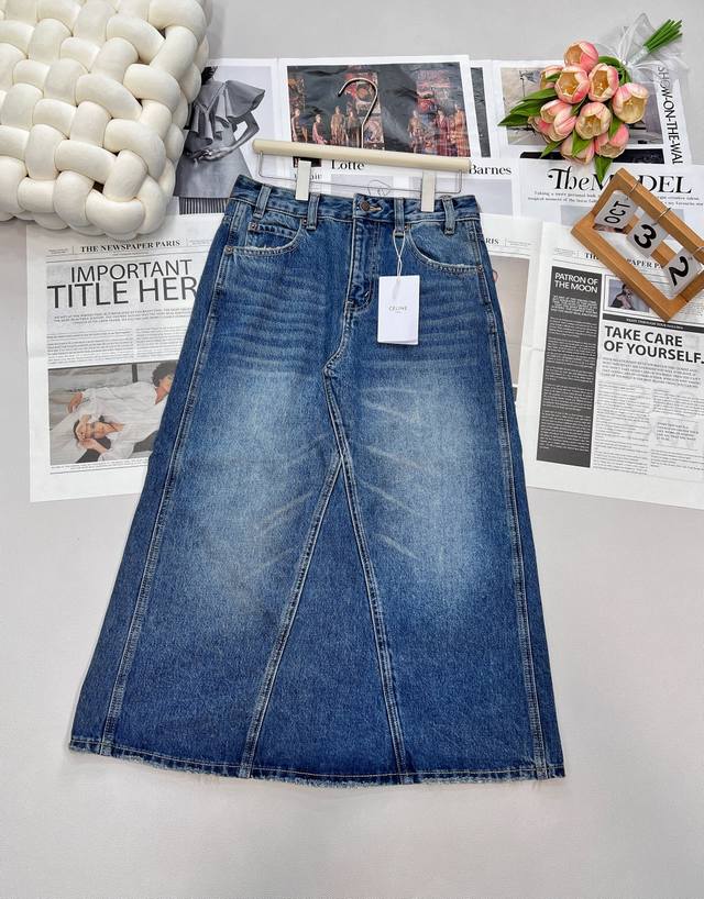 Celie's new autumn and winter irregular patchwork deconstructed denim skirt feat