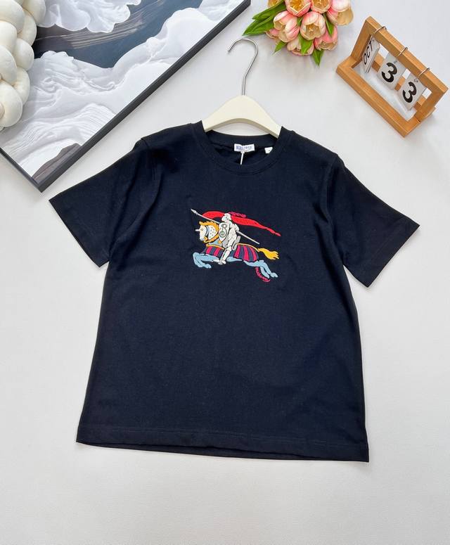 Burberry 2025Ss new round-neck embroidered warhorse short-sleeved T-shirt, custo