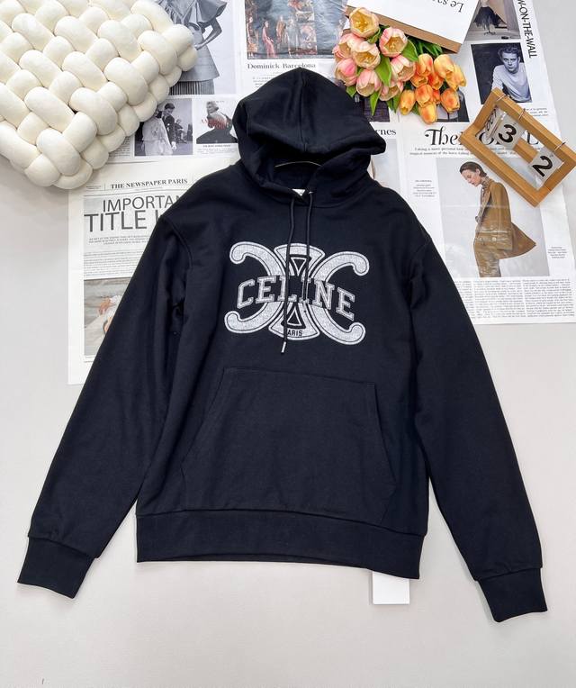 Celine 2025 new hooded distressed bleached lettered sweatshirt, custom YB origin