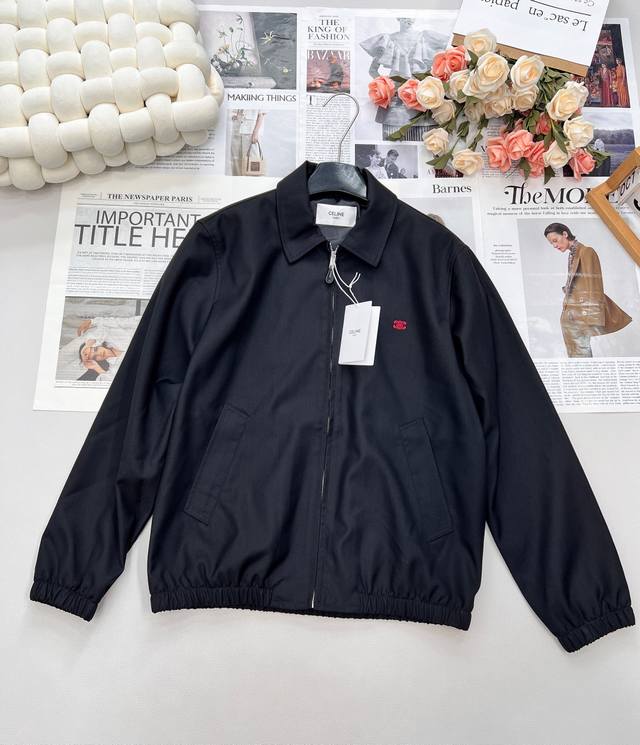 Celine2025Ss new embroidered logo quilted jacket, customized Yb imported silk co