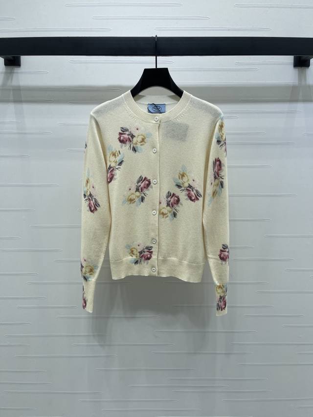 New, original, high-quality Prad* 2025 Early Fall collection! Round-neck floral