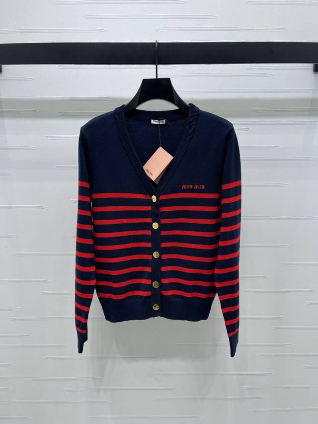 New, original, high-quality, Miumi* 2025 Early Fall collection! Striped V-neck