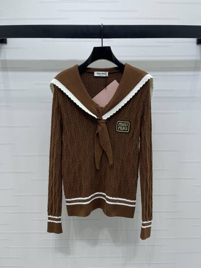 New, original, high-quality, Miumi* 2025 Early Fall collection! Shawl collar kn