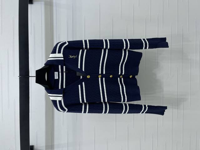 New, original, high-quality Ysl* 2025 Early Fall Collection! Lapel striped knit