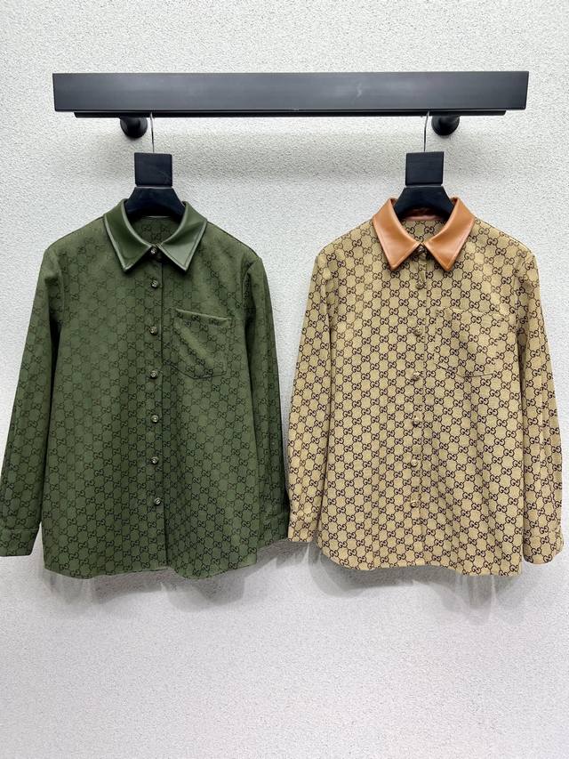 G's classic jacquard and leather collar shirt jacket, a high-end handmade series
