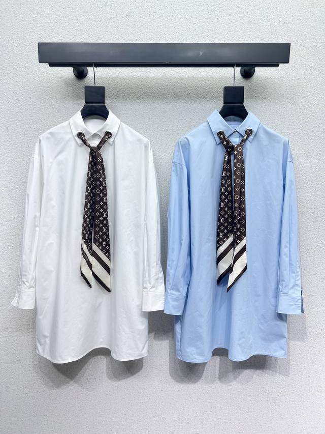 L's silk scarf shirt dress classic style can be perfectly controlled~ High-end r