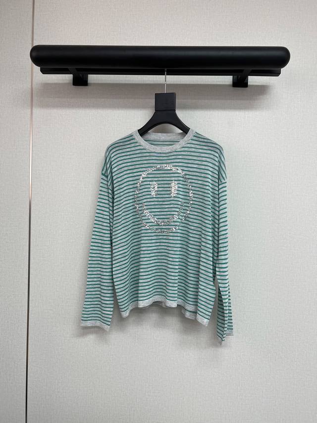 High-quality Micartsy Hand-beaded smiley face linen lightweight sweater Dong Ji