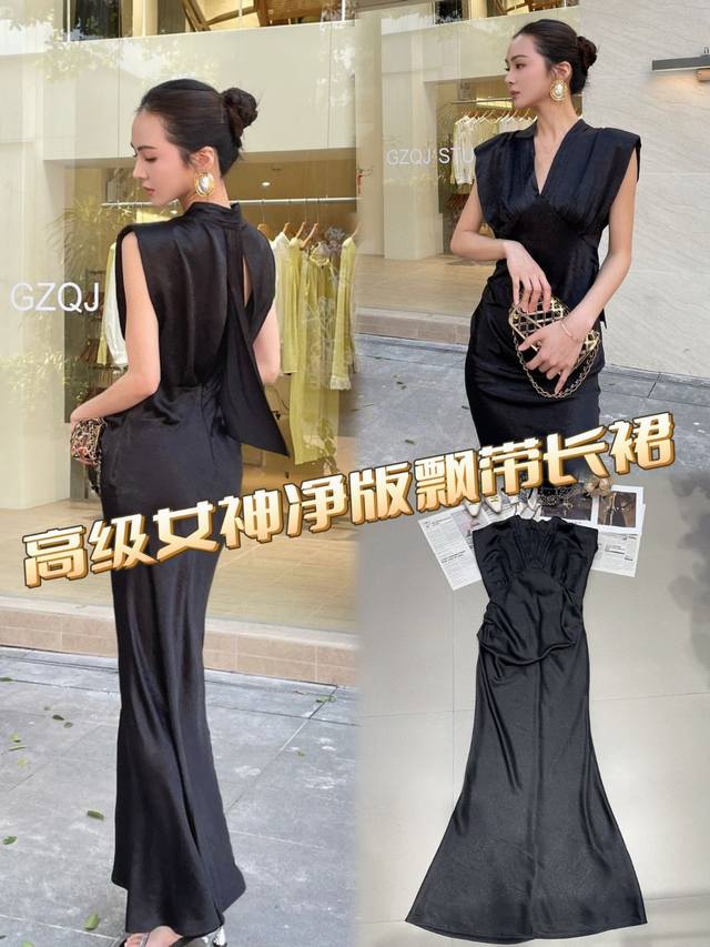 Exclusive original design goddess ribbon maxi dress, simple design exudes high-