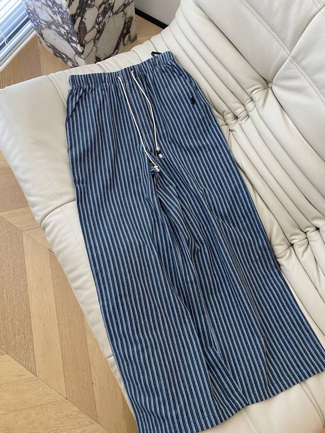 25Ss Spring/Summer Striped Polo Casual Pants. Classic stripes create a casual, e