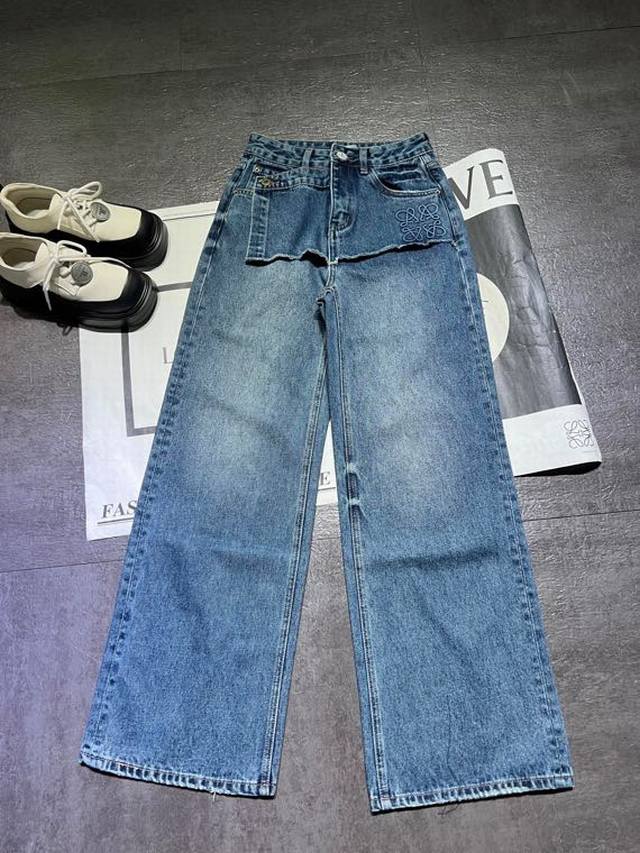 Hot-selling Loew* designer patch jeans are shipped, the version is super good, t