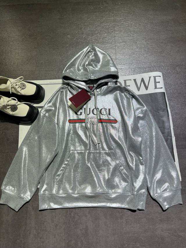 Original development Gucc* unisex sweatshirt, crystal embroidered logo loose ho