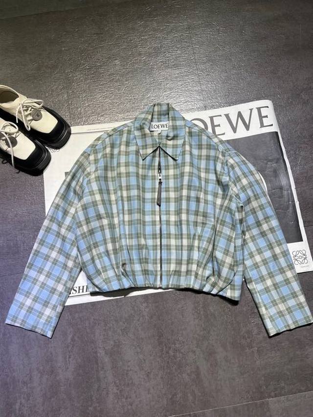 Loew* Women's Jacket Lightweight Plaid Wool Blend Asymmetrical Short Thin Coat S