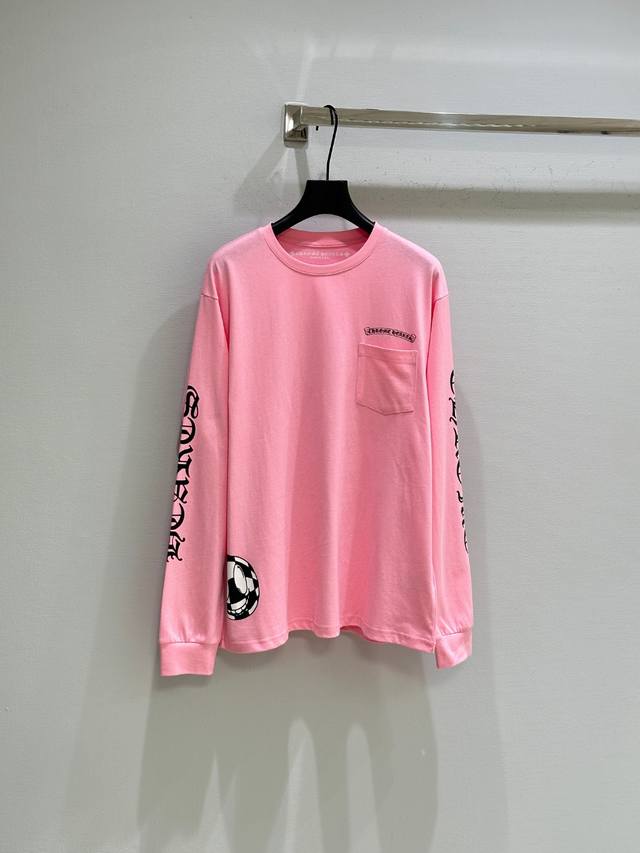 25Ss New arrival for early fall! Cherry Blossom Pink Chrome Heart Cross Long T-s