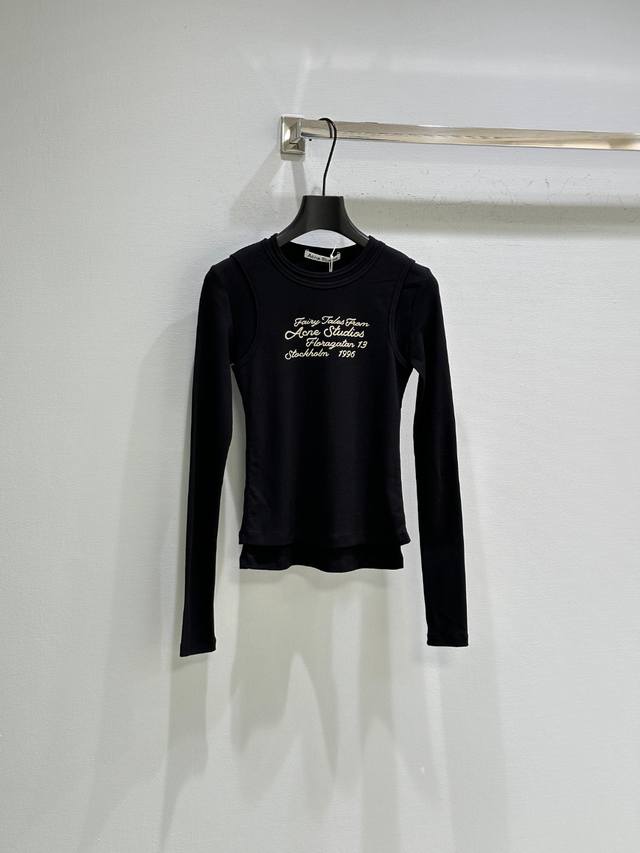 25Ss Early Fall New Arrivals! This faux two-piece long-sleeved T-shirt features