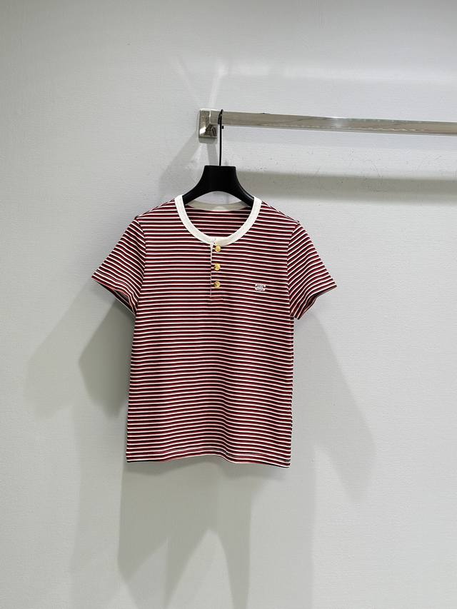25Ss Early Fall arrivals! This contrasting striped crew neck short-sleeved top a