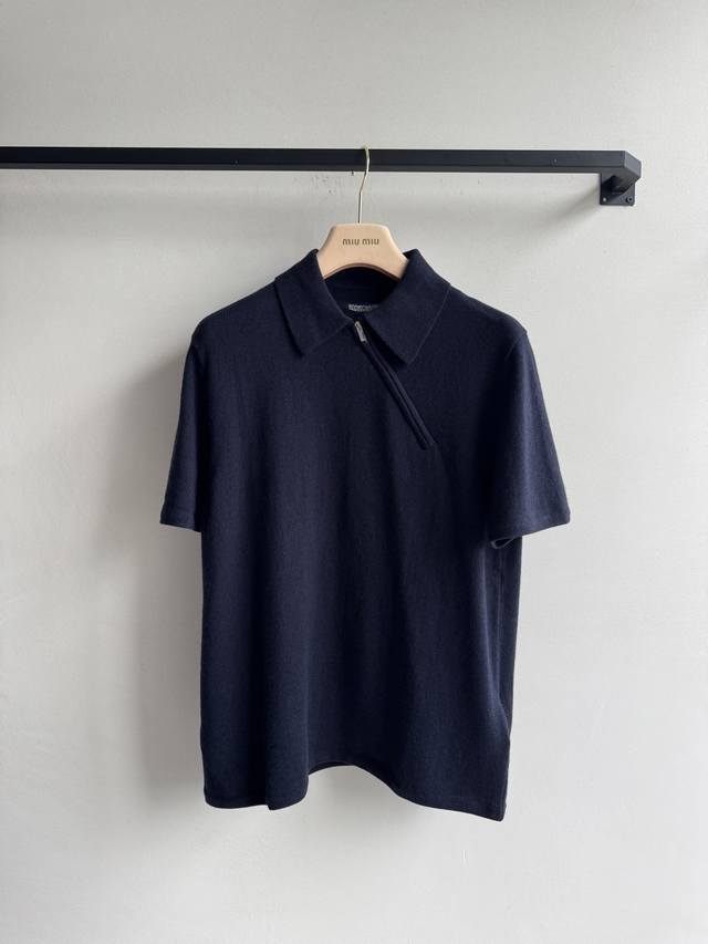 Miumi* 25Fw New Early Fall Fashion Top Knitted Polo Short Sleeve. Original devel