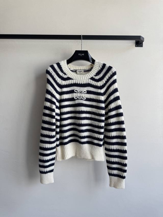 Celin* Striped Logo Wool Sweater! The texture is unmatched, so come and get it i