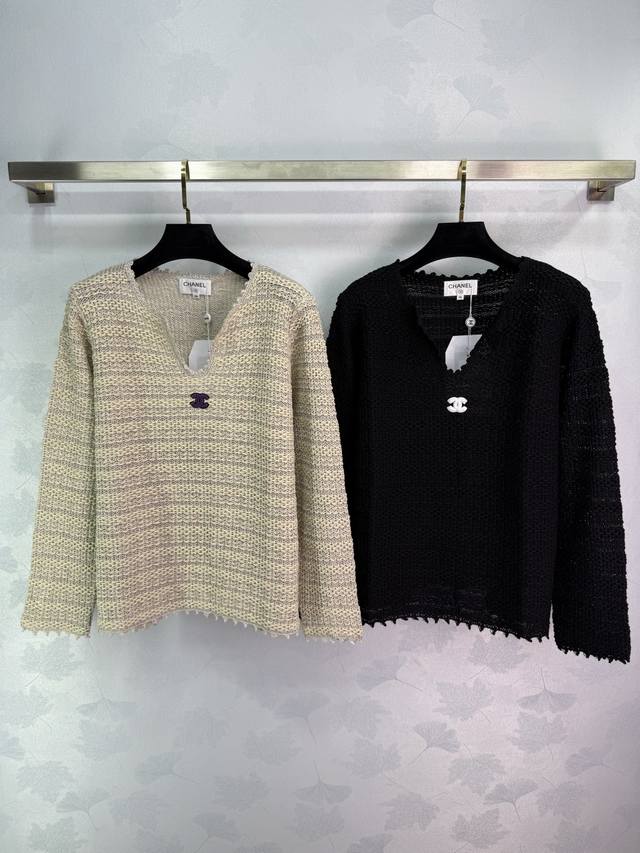 Chane*2025 new horizontal striped knitted long-sleeved sweater, custom-woven wit