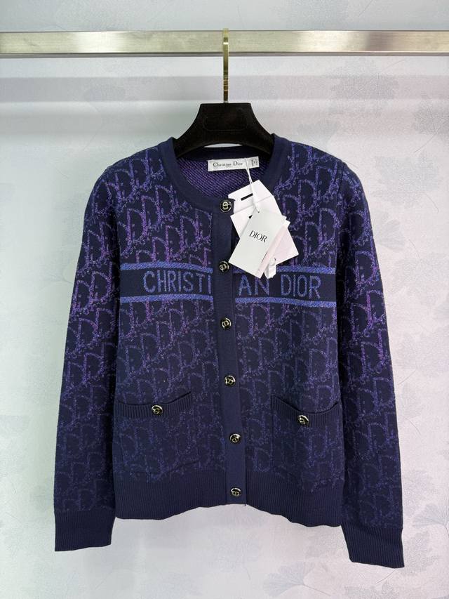 Dio* 2025 Early Fall new round-neck cardigan with contrasting monogram logo! Cus