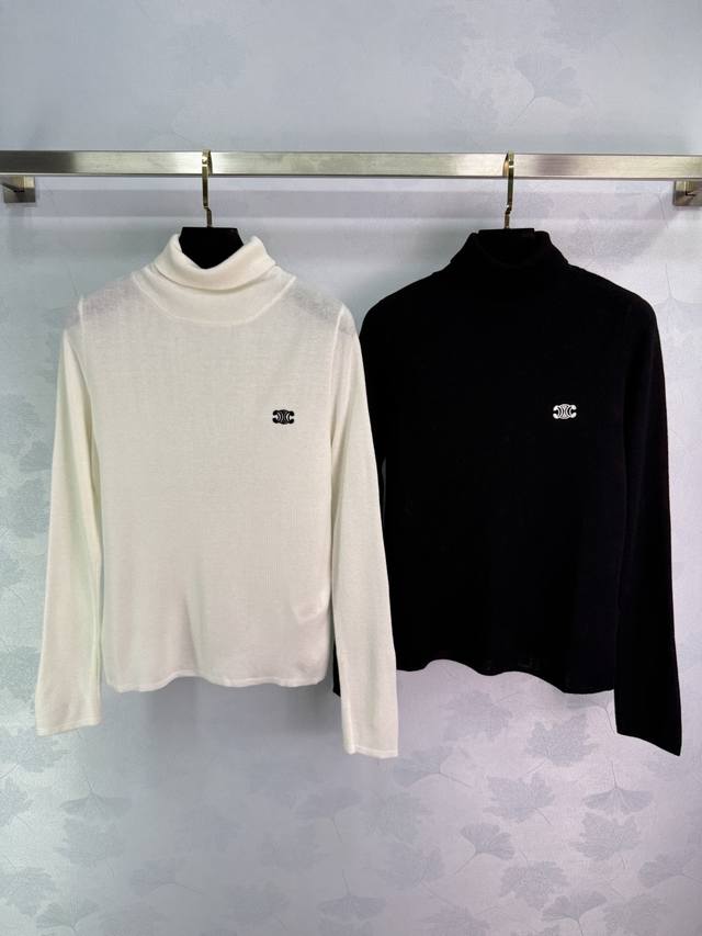 Ce* 2025 Early Fall new high-neck knitted long-sleeved top! Custom-made wool yar