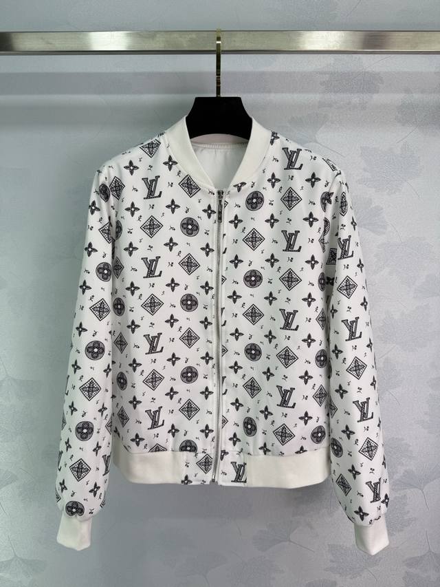 Lou*25 New style ribbed collar monogram print jacket with a full-body print as a