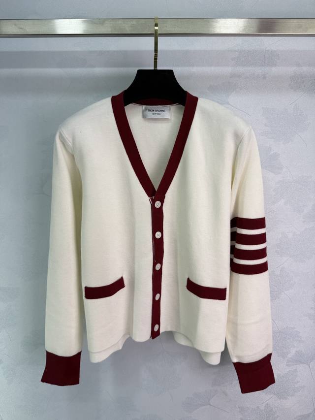 Th*2025 Early Fall new contrast color V-neck long-sleeved cardigan! Custom-made