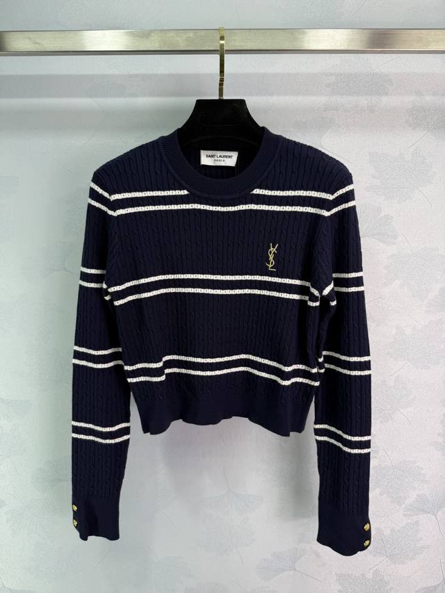 Ys*'s new fall/winter preppy-style round-neck striped long-sleeved top is full o