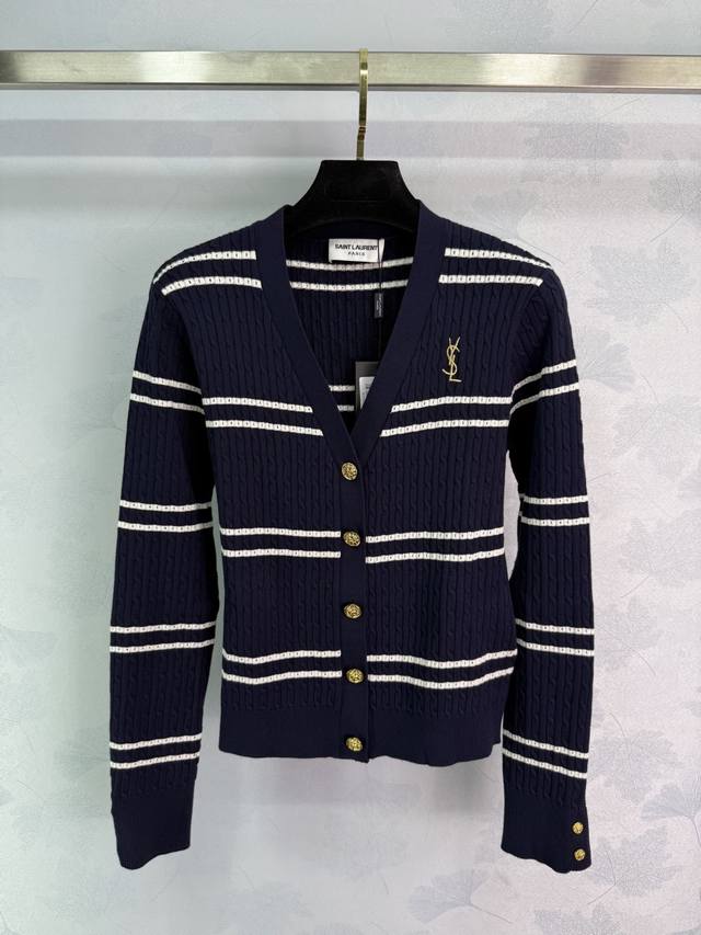 Ys*25 Early Fall preppy-style long-sleeved cardigan with large stripes is full o