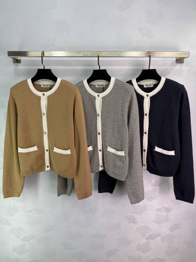 Ch*25 New autumn and winter round neck cardigan, youthful and girly, preppy styl