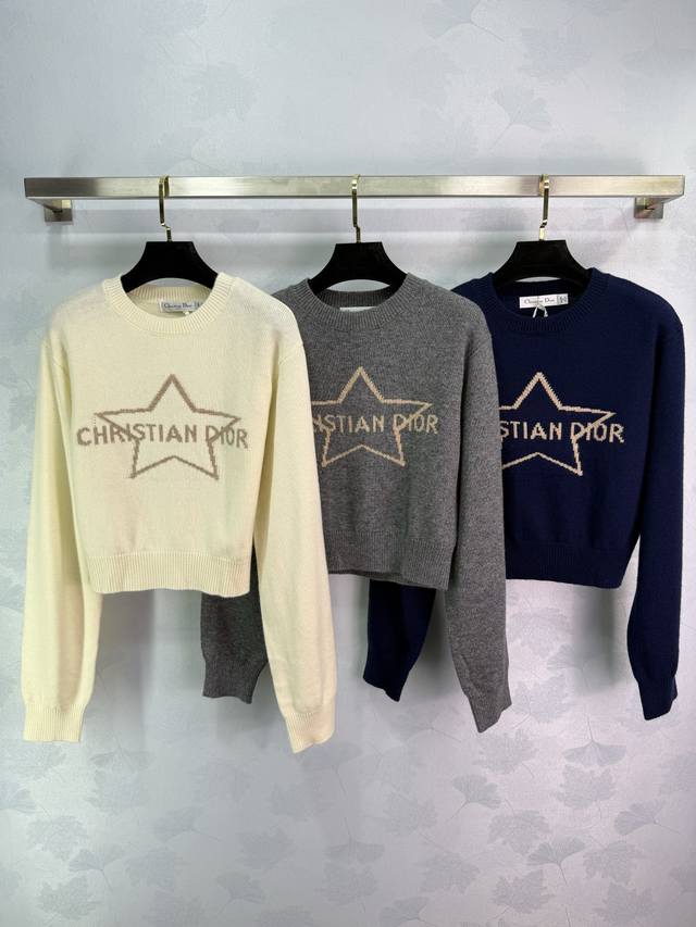 Dio*2025 Fall/Winter new style, contrasting jacquard logo long sleeves. Recogniz