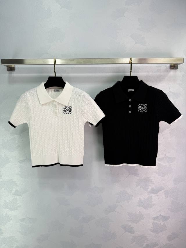 Loe*25 Early Fall New Knit Polo Shirt Classic Cable Knit Fabric Exquisite Embroi