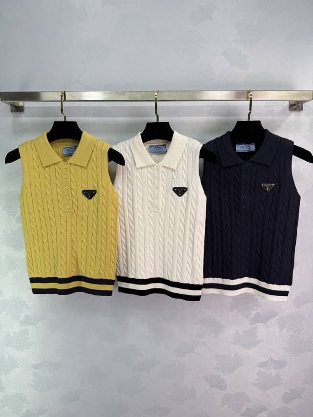 Prad* 2025 new custom-made cable-knit lapel vest, made with imported YB yarn for