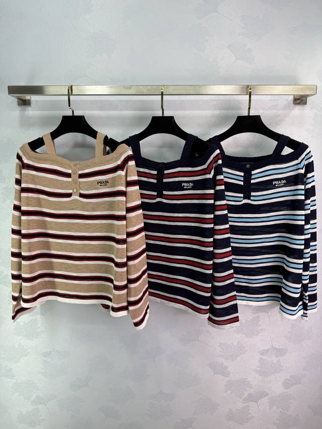 Pr*25 New early fall striped off-the-shoulder sweater. Loose fit, long sleeves,