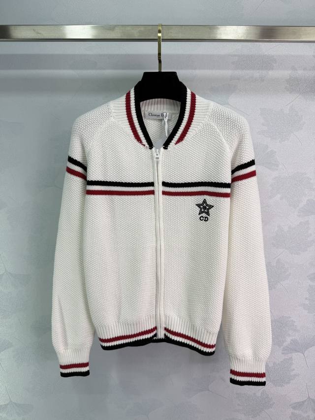 Dio* Dior tennis collection white cardigan featuring Cd star embroidery on the c