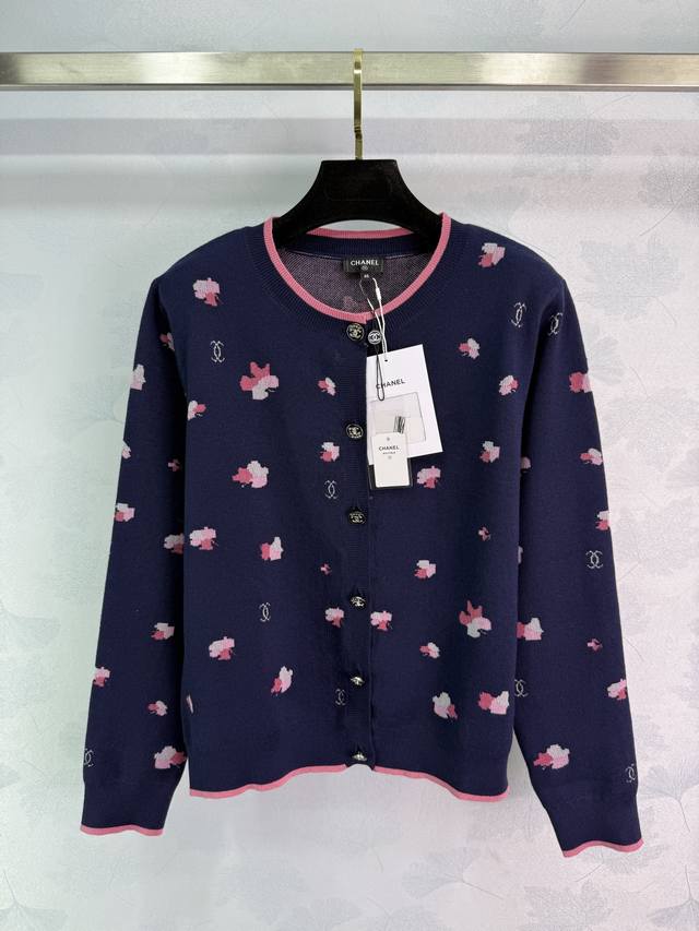Chane*25 Early Autumn new knitted round neck cardigan classic double C letter lo