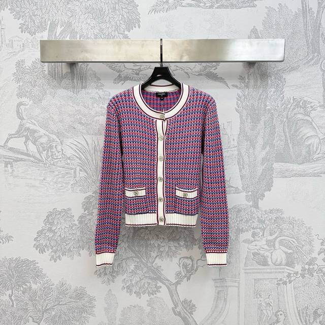 Chane*2025 New Arrival Round Neck Knit Cardigan Custom Made YB Imported Knit Mat