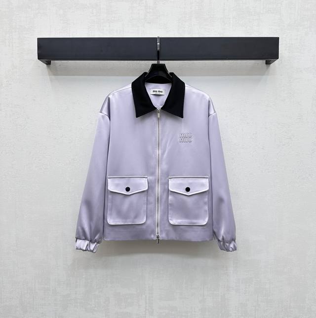 Miumi*2025 New Arrival Lapel Long Sleeve Jacket Custom Made Yb Imported Acetate