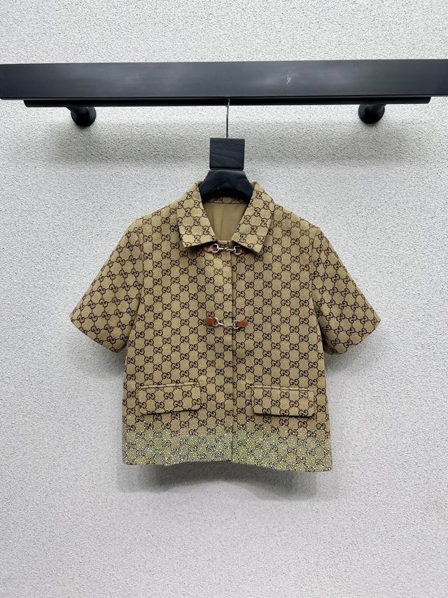 G series of heavy hot-drilled khaki jacquard short-sleeved jackets. High-end han