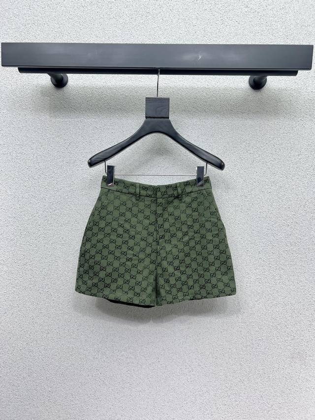 G's series of green jacquard suit shorts, high-end handmade series, very high-en