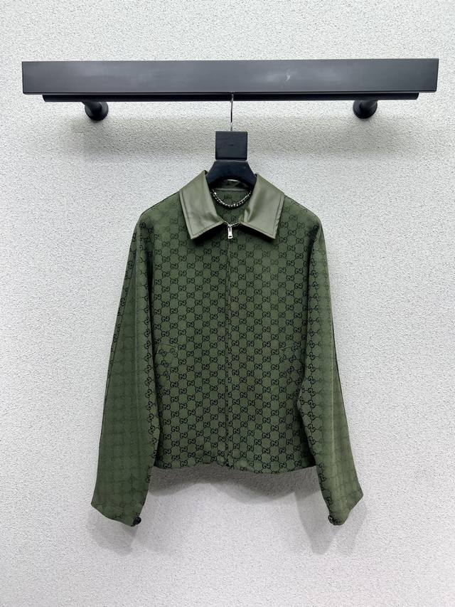 G series of green jacquard leather collar jackets, high-end handmade workshop se