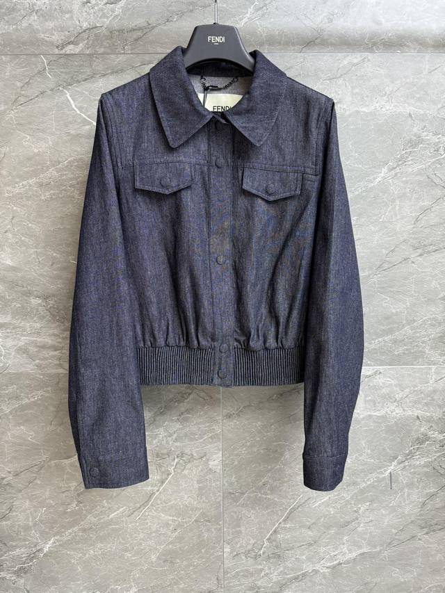 Early Fall New Arrivals Fd Blue Denim Jacket 2025 Fall/Winter Collection Lapel