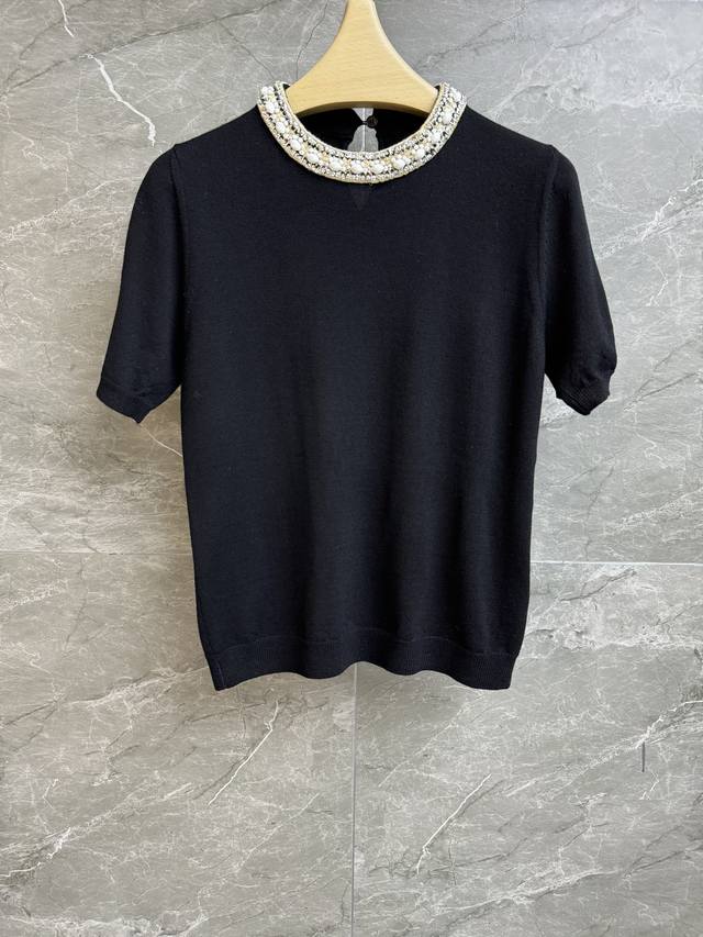 Early spring new arrivals Valentino beaded short-sleeved 2025 Spring/Summer col