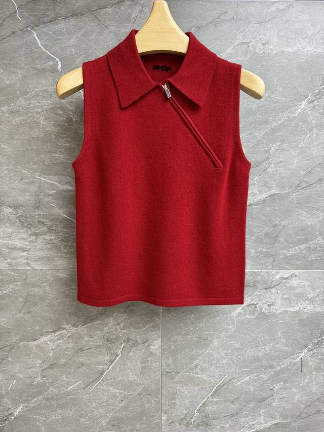 High-end version shipped Miu side zipper vest 2025 autumn and winter series lap