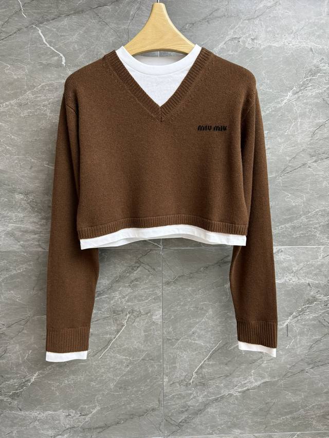 Early Fall new styles are here! Miu fake two-piece cashmere sweater. 2025 Early