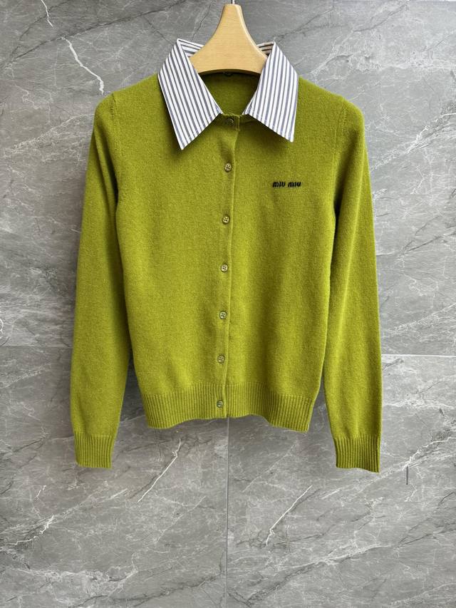 Early Fall New Arrivals Miu Shirt Collar Cashmere Cardigan 2025 Fall/Winter Col