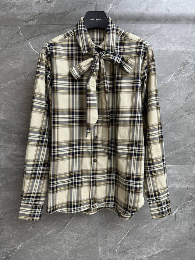 Early Autumn new styles are here! Ysl plaid lace-up shirt 2025 Early Autumn ser